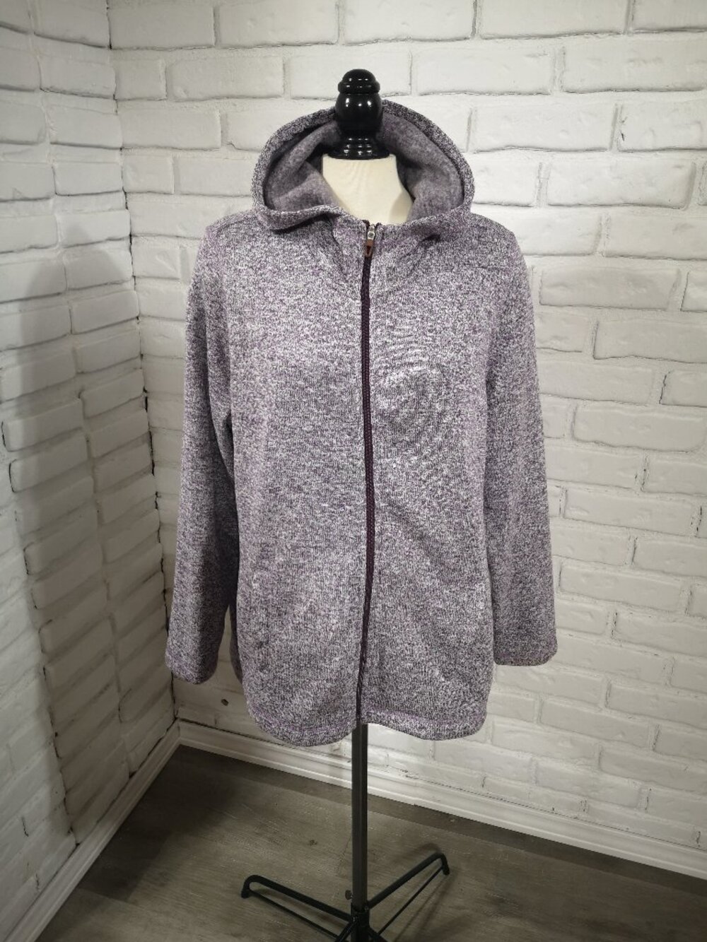 George Plus Ladies Size 3X Purple w/ Grey Fleece Lined Full Zip Scuba Hoodie